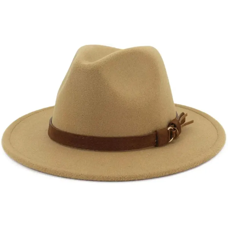 Vintage Wide Brim Fedora Hat With Belt Buckle
