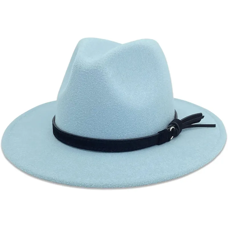 Vintage Wide Brim Fedora Hat With Belt Buckle