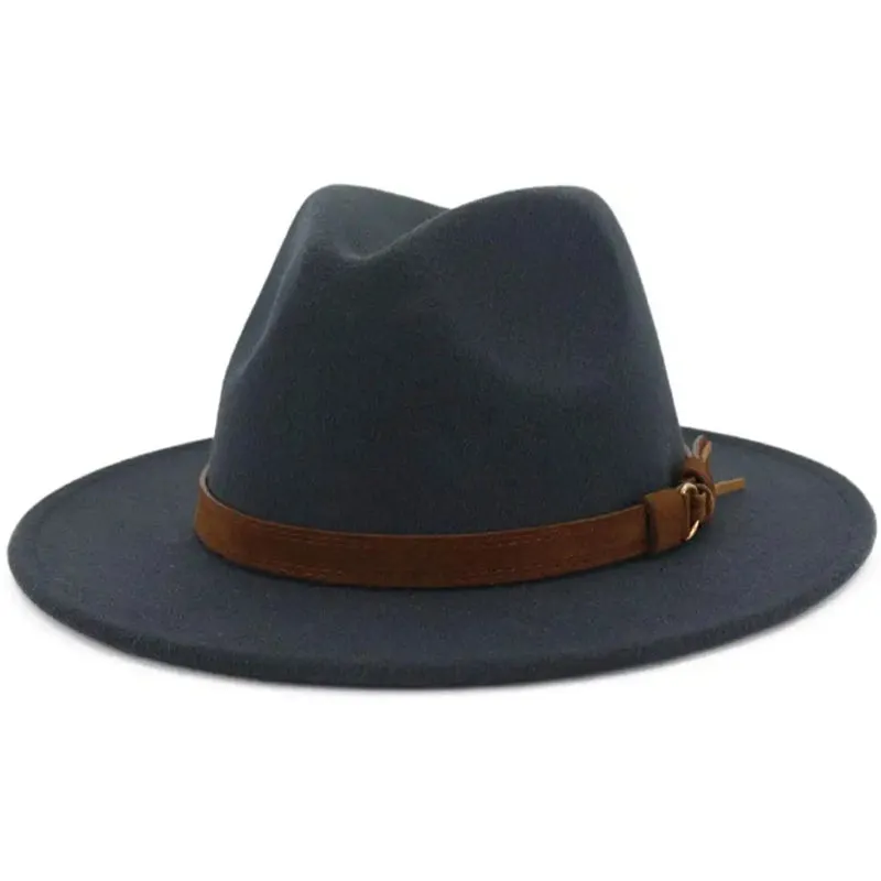 Vintage Wide Brim Fedora Hat With Belt Buckle