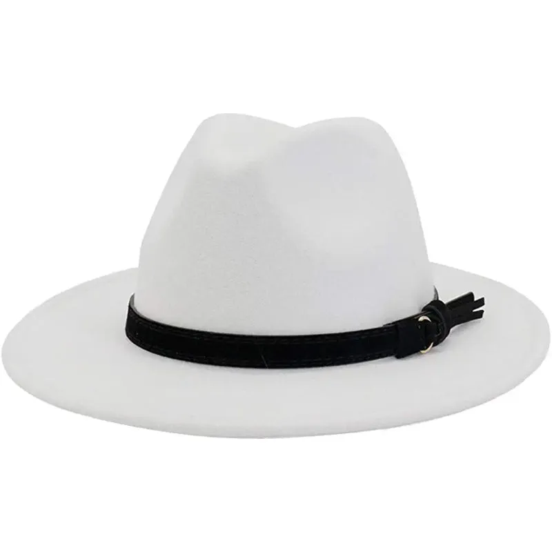 Vintage Wide Brim Fedora Hat With Belt Buckle