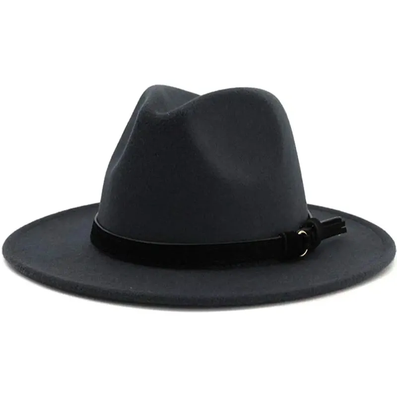 Vintage Wide Brim Fedora Hat With Belt Buckle