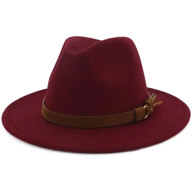 Vintage Wide Brim Fedora Hat With Belt Buckle