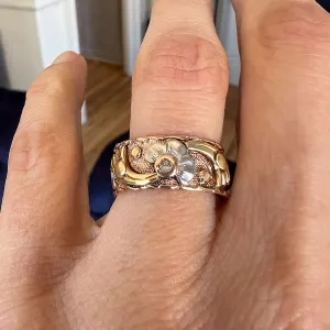 Vintage Wide Diamond Floral Band