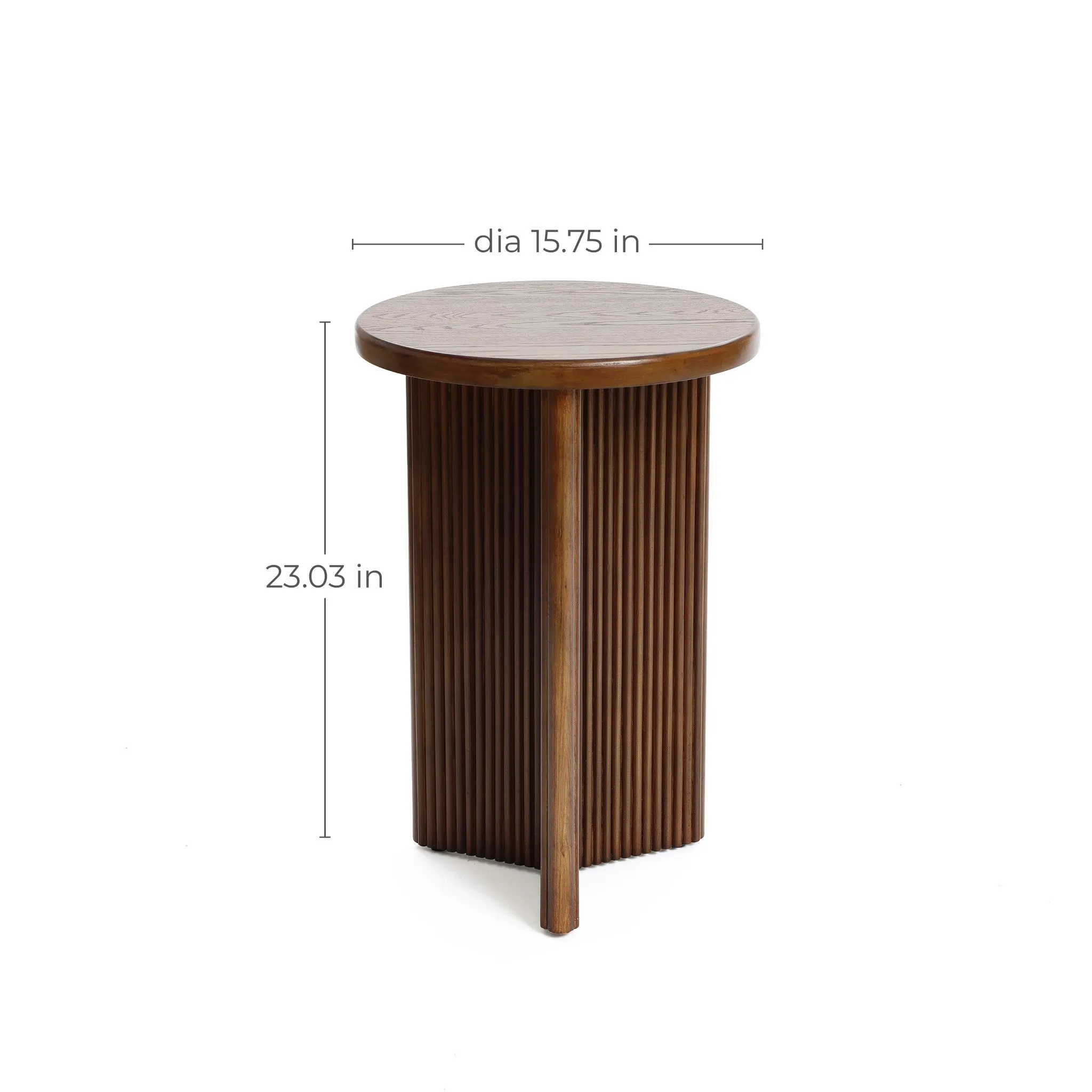 Walnut finish round wood side table