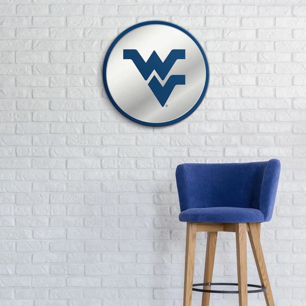 West Virginia Mountaineers: Modern Disc Mirrored Wall Sign