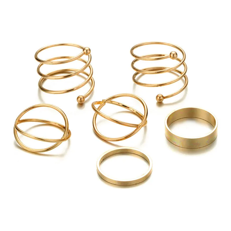 Western 6 Pcs Cubic Knuckle Band Rings