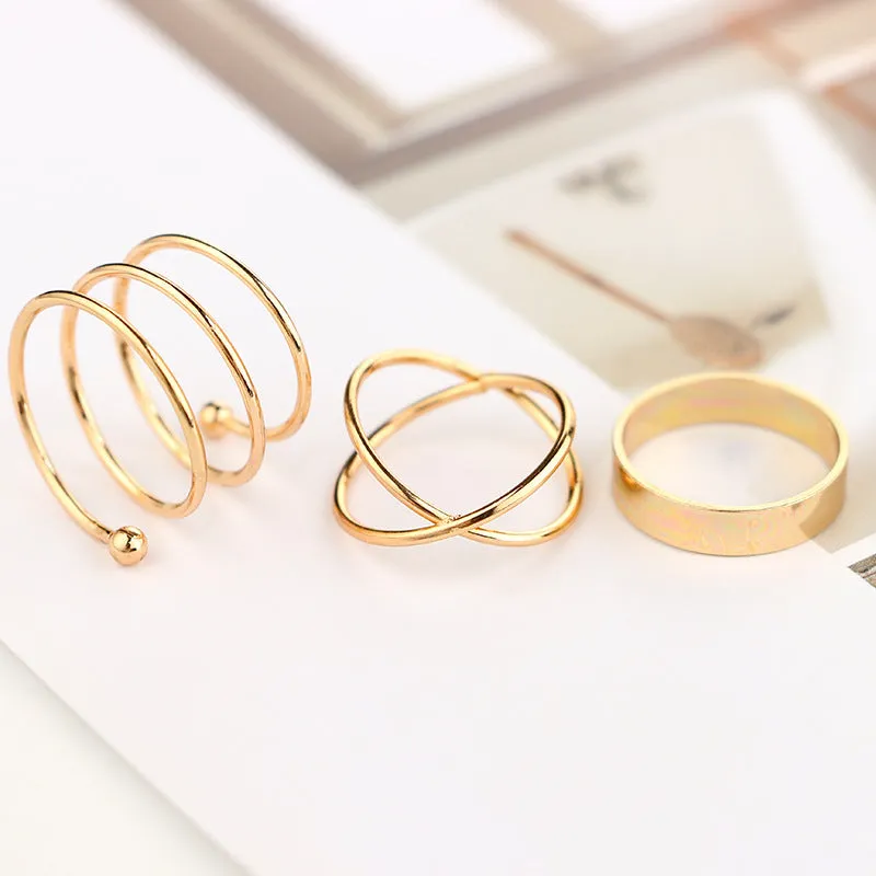 Western 6 Pcs Cubic Knuckle Band Rings