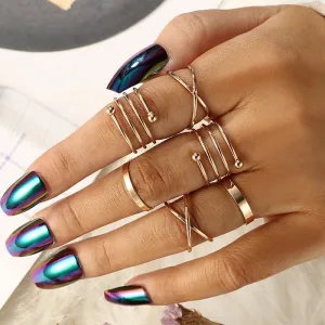Western 6 Pcs Cubic Knuckle Band Rings