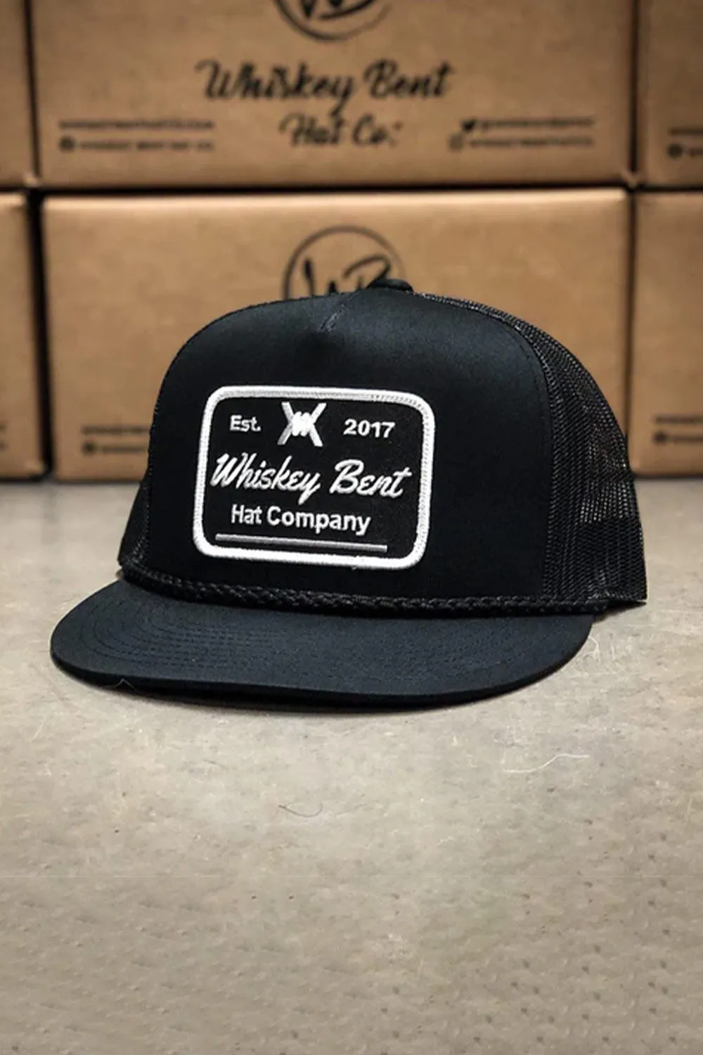 Whiskey Bent Black Top Trucker Hat for Men in Black | BLKTOP