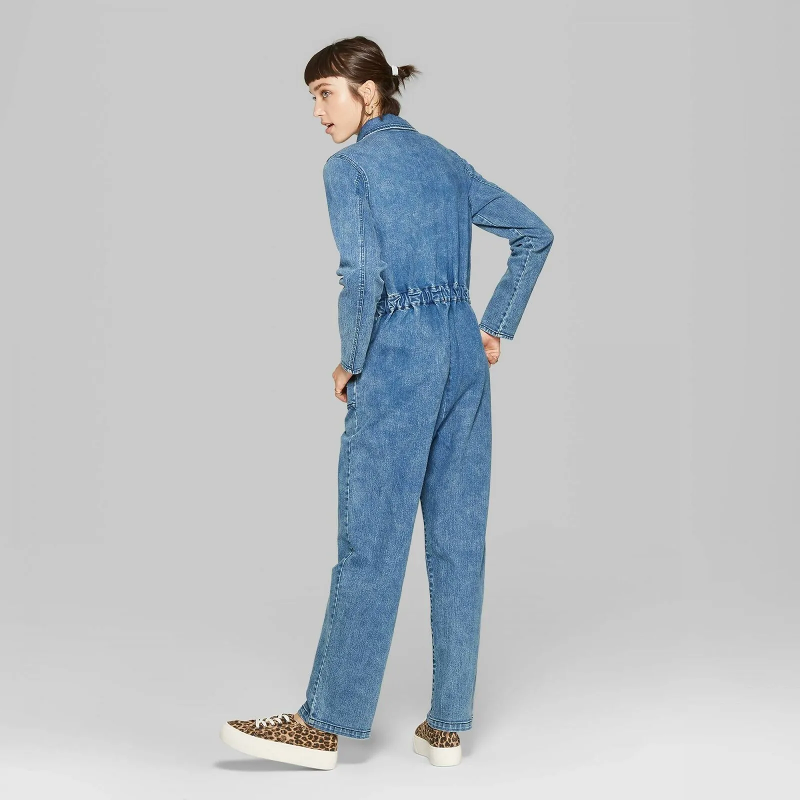 Wild Fable Women's Long Sleeve Collared Zip Front Utility Jumpsuit
