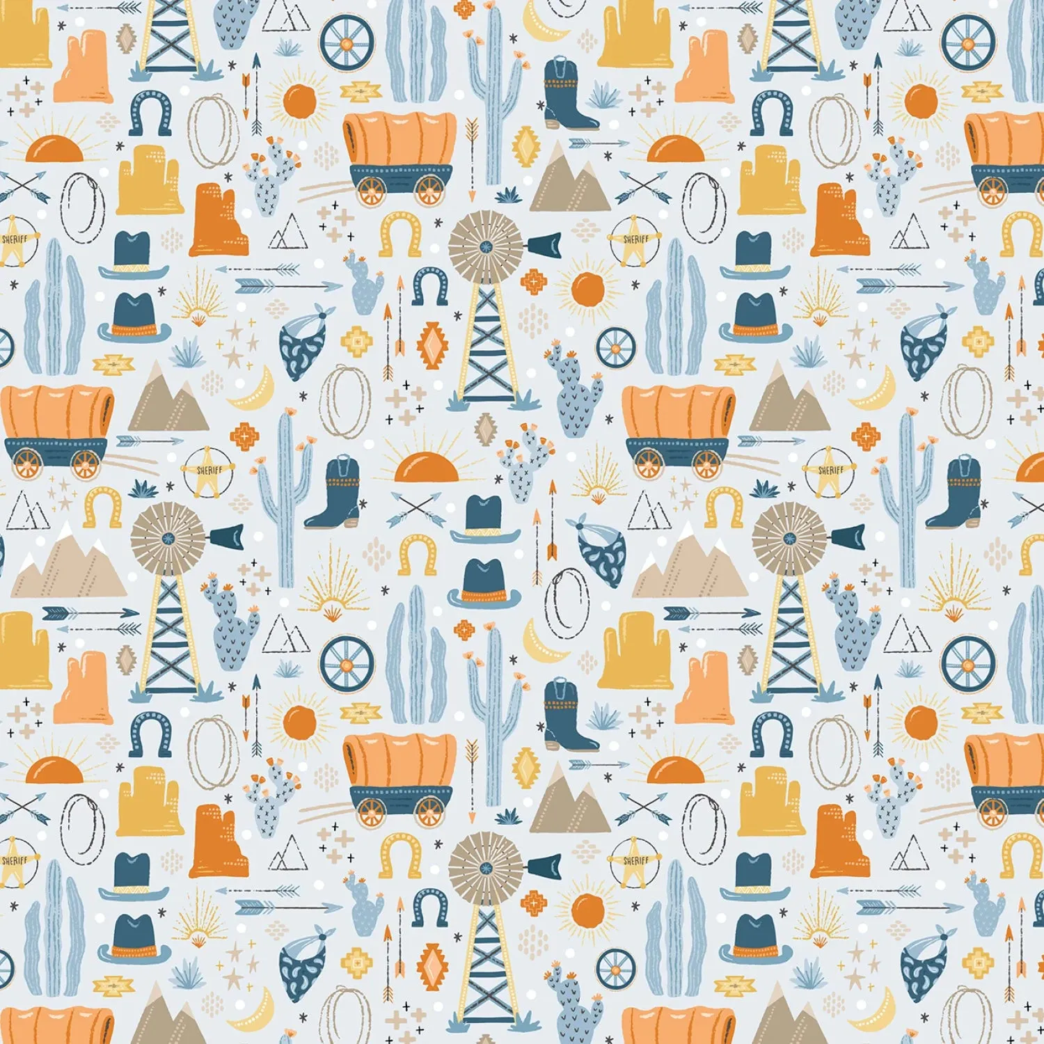 Wild West Wonder - Wild West Hero Ice Blue by Michael Miller Fabrics by the yard 3661