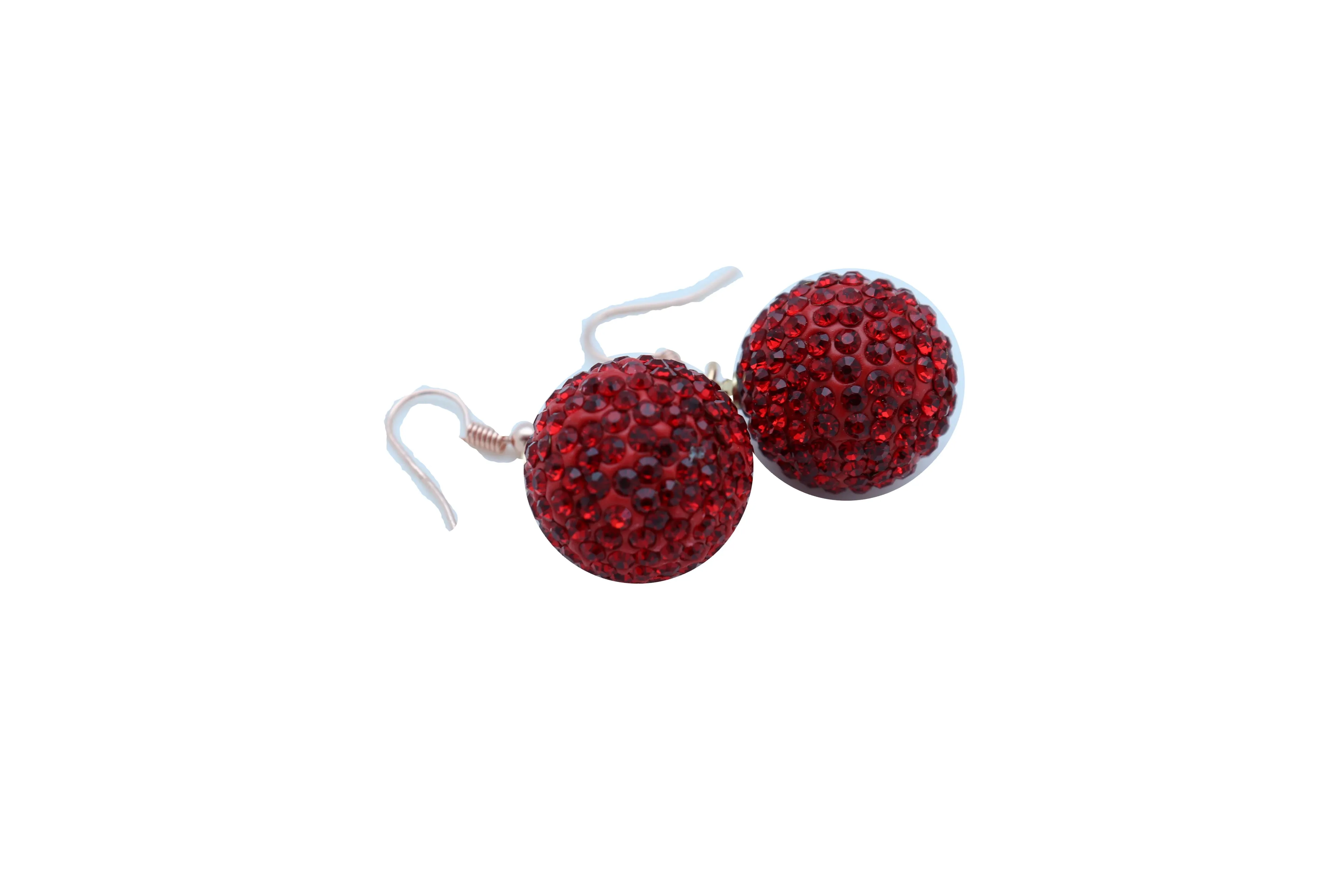 Women Earrings Set Hook 80's Disco Mini Hot Red Color Bling Ball Night Club Stylish Look