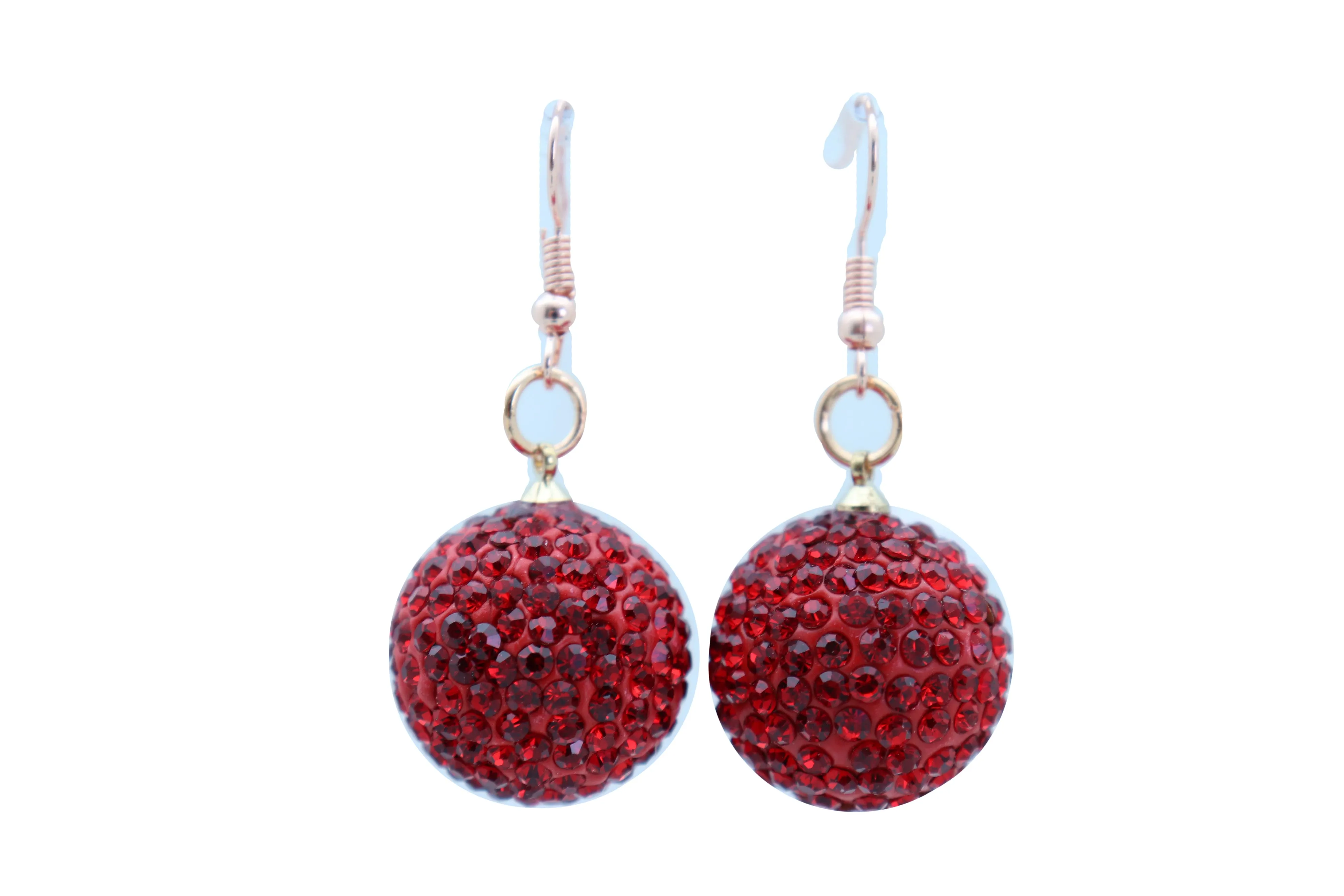 Women Earrings Set Hook 80's Disco Mini Hot Red Color Bling Ball Night Club Stylish Look