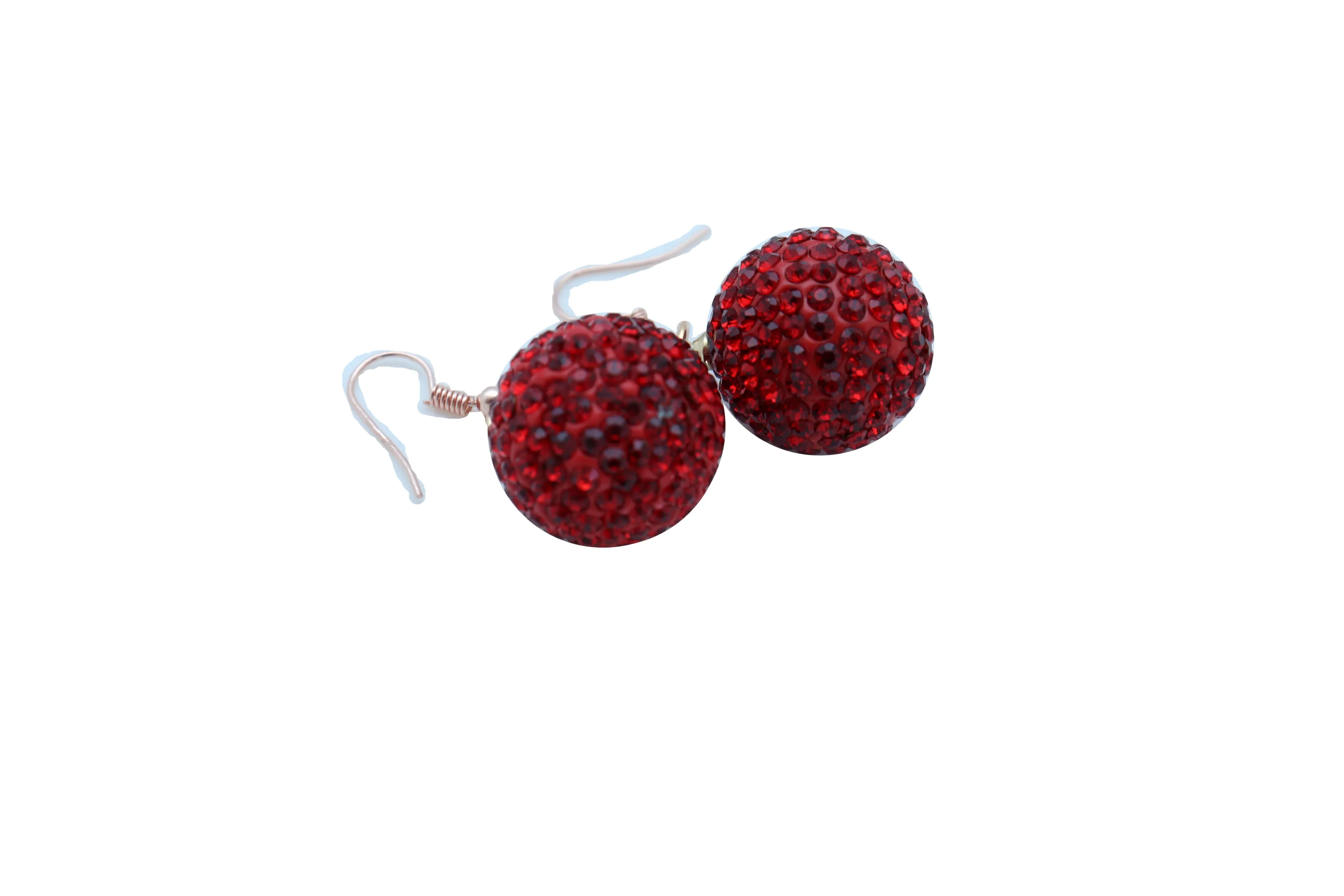 Women Earrings Set Hook 80's Disco Mini Hot Red Color Bling Ball Night Club Stylish Look