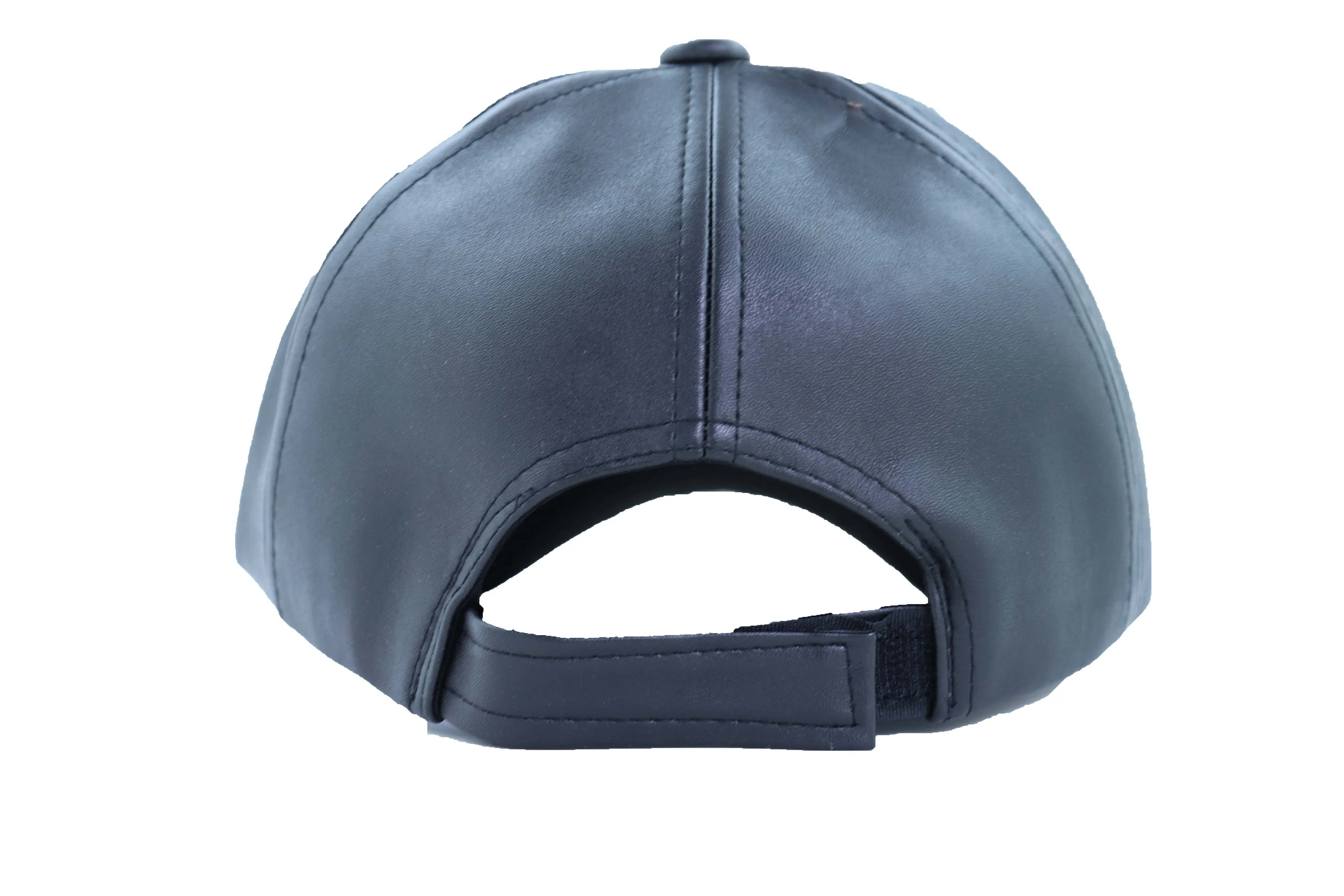 Women Men Baseball Cap Hat Black Faux Leather Fabric Casual Fashion USA Flag