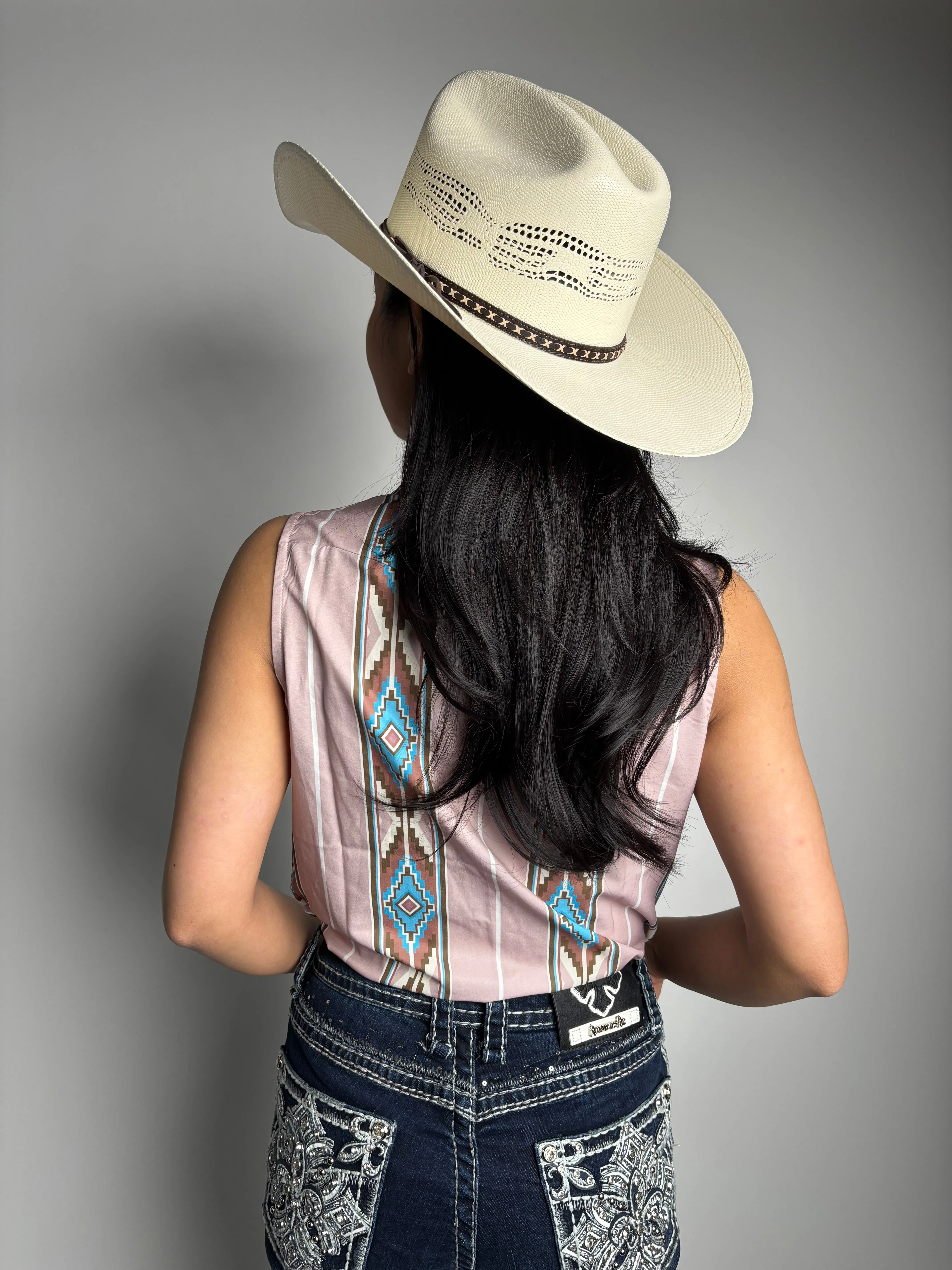 Women's Aztec Retro 90s Printed Sleeveless Shirt - Lucky & Blessed