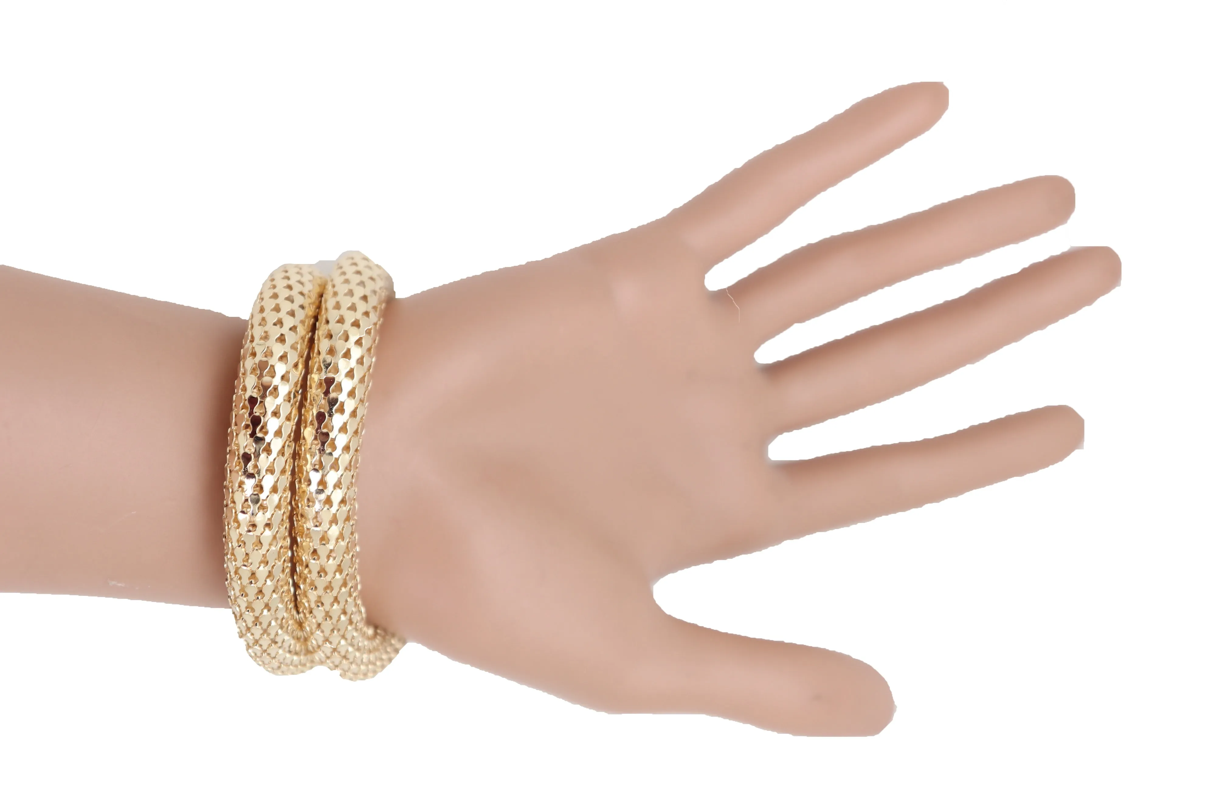 Wrist Bangle Bracelet Gold Metal Wrap Around Snake Bling