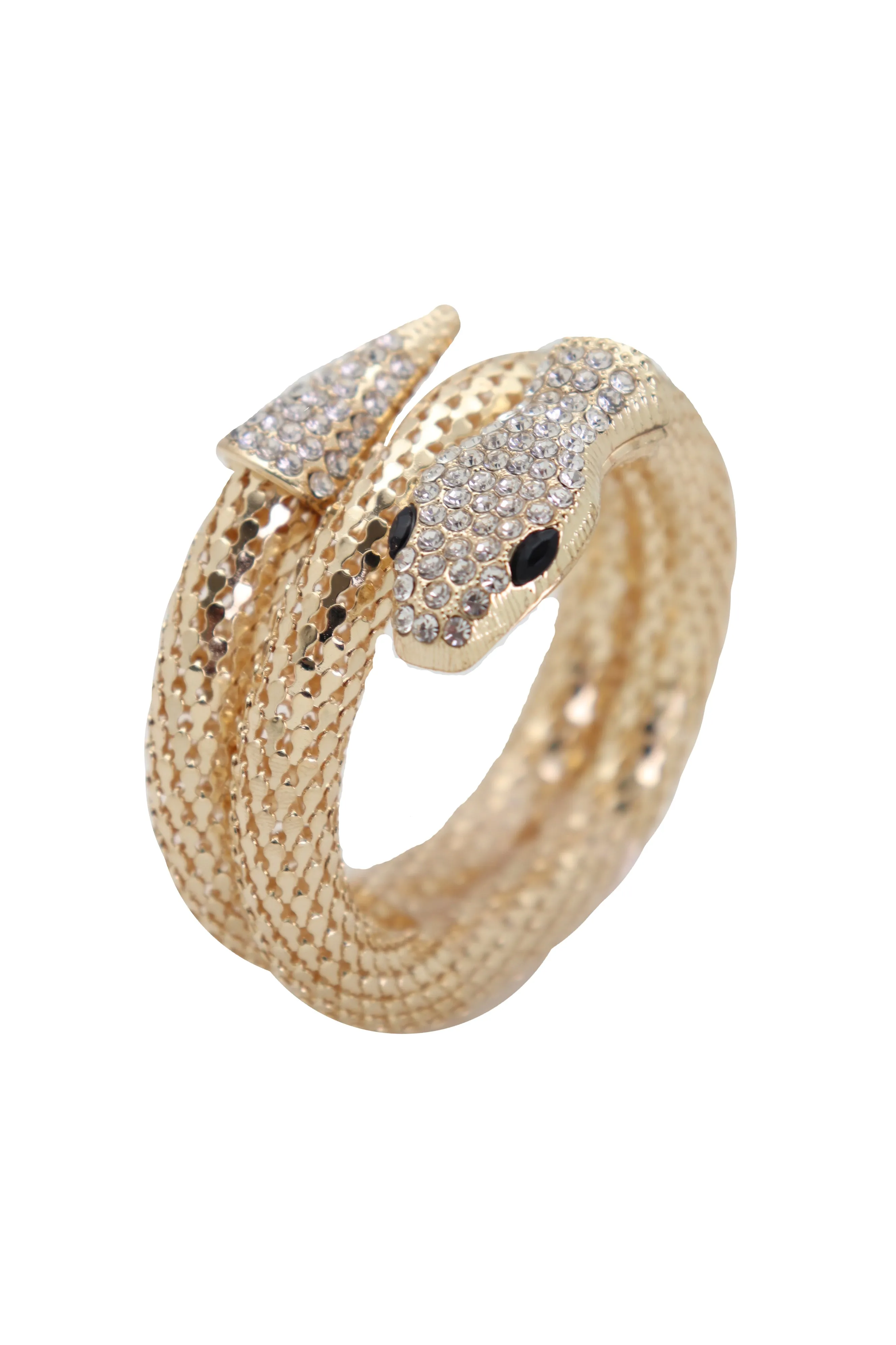 Wrist Bangle Bracelet Gold Metal Wrap Around Snake Bling