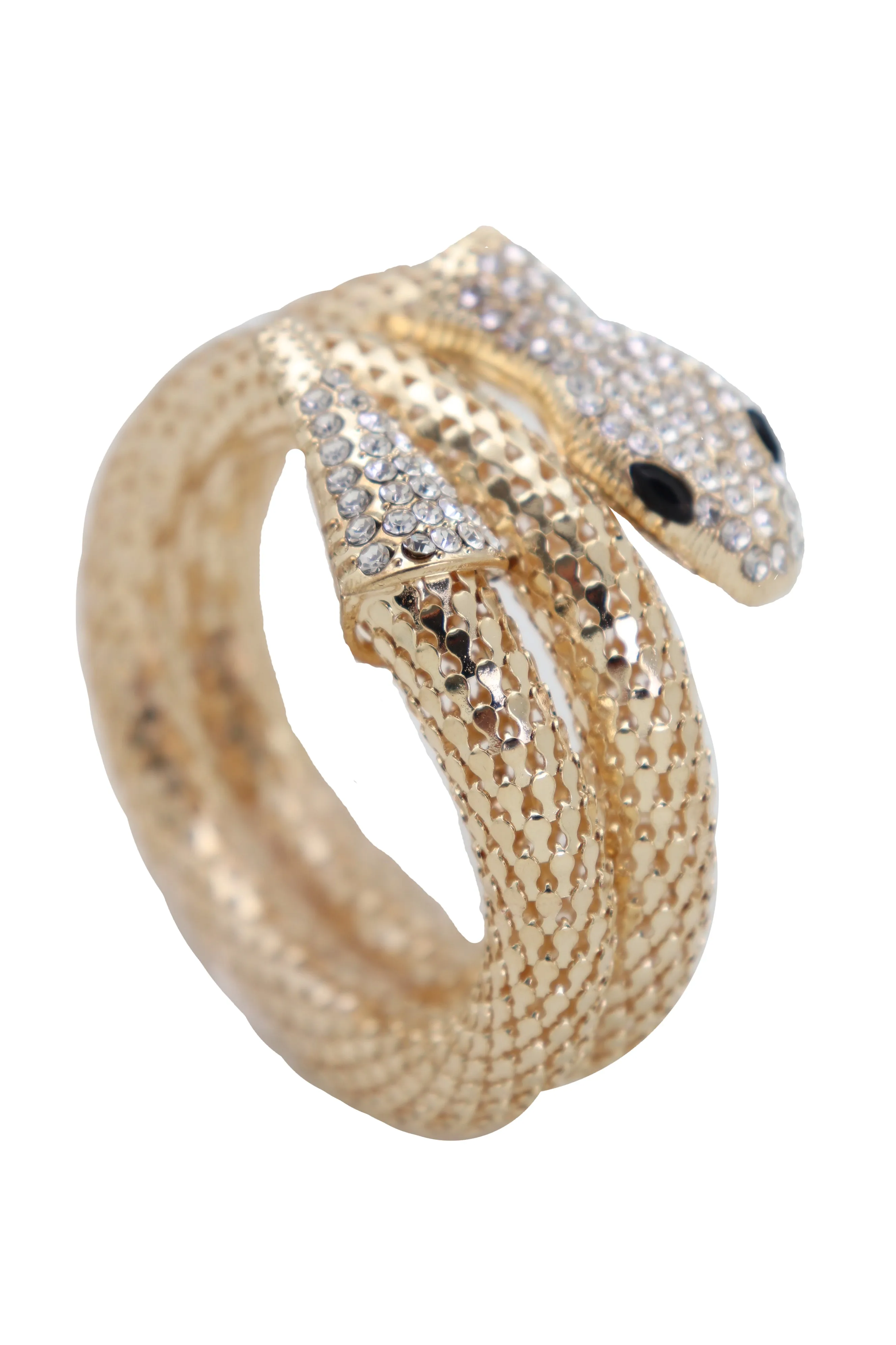 Wrist Bangle Bracelet Gold Metal Wrap Around Snake Bling