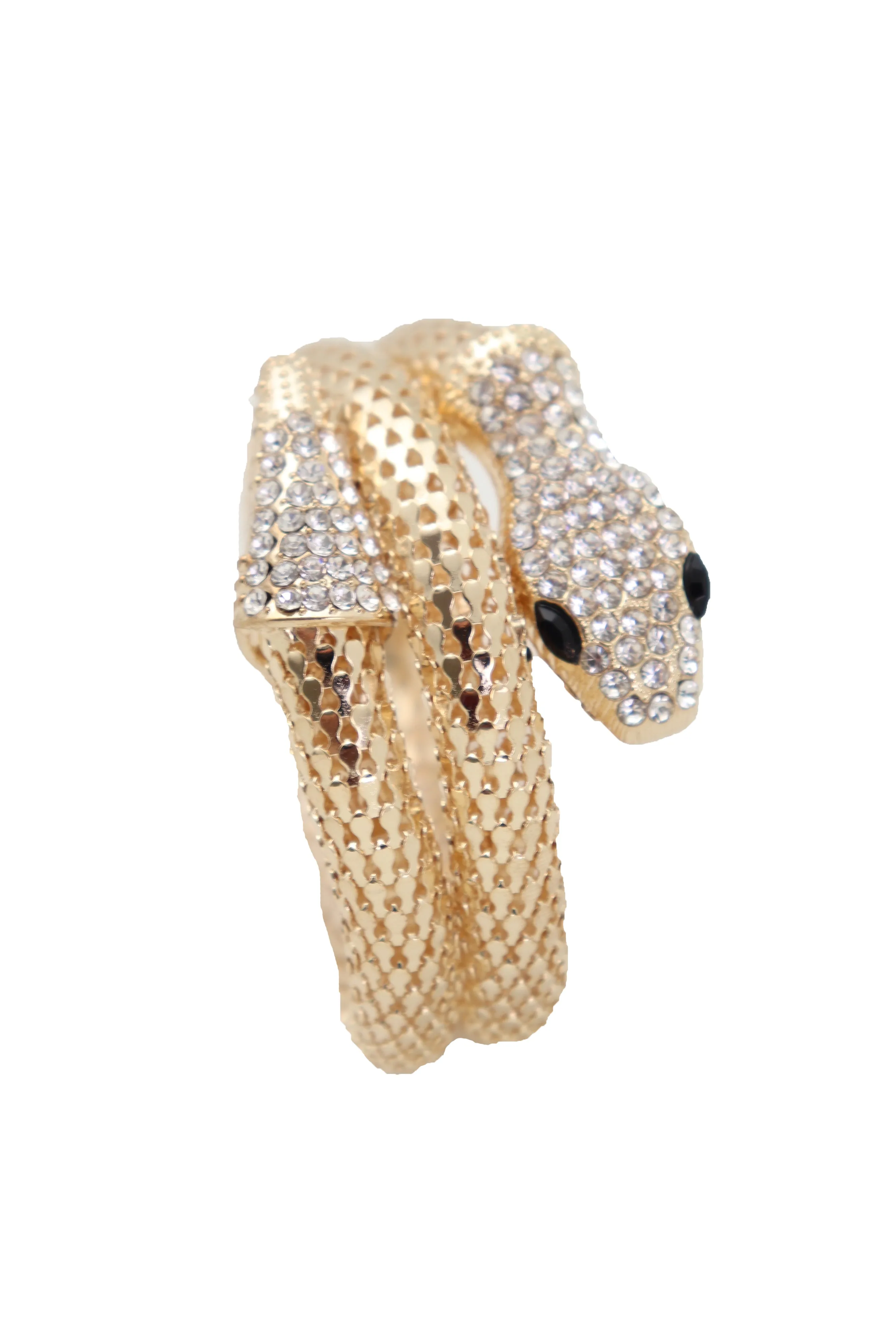 Wrist Bangle Bracelet Gold Metal Wrap Around Snake Bling