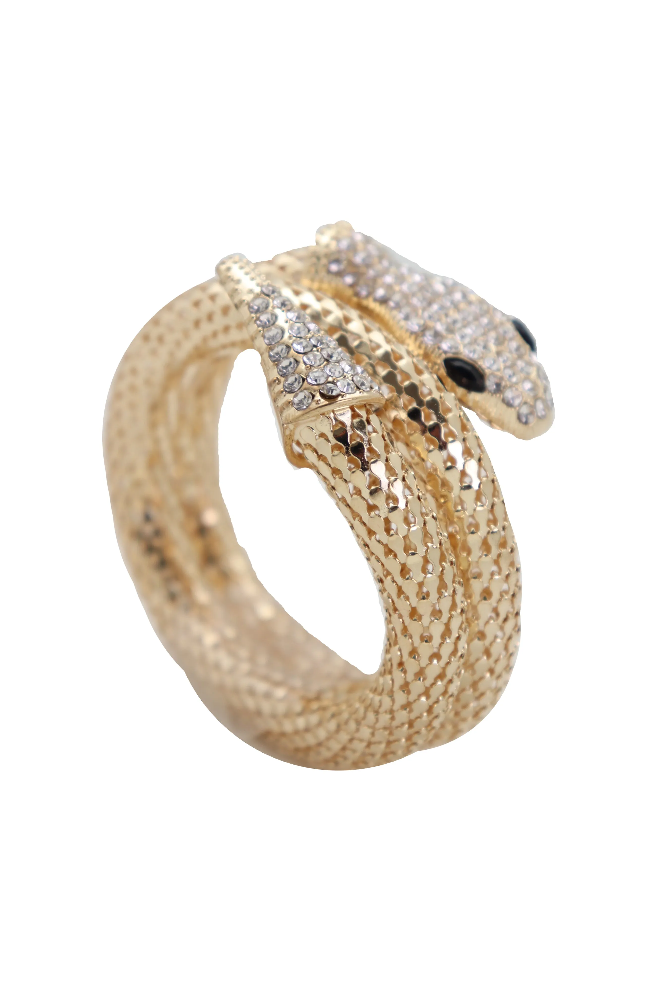 Wrist Bangle Bracelet Gold Metal Wrap Around Snake Bling