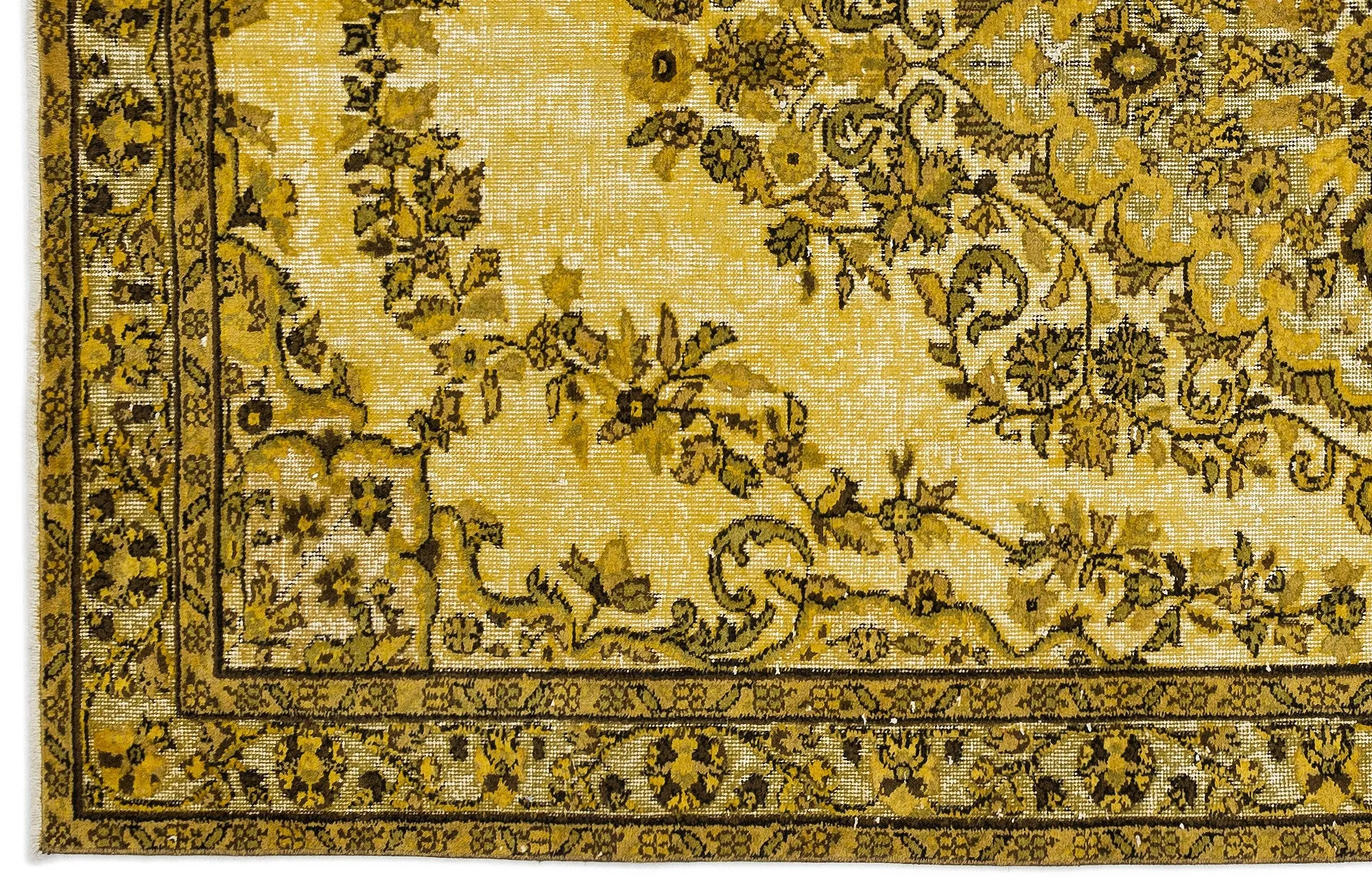 Yellow Over Dyed Rug | Traditional Desing Rug | Turkish Rug | Hand Weaving Rug  | Bedroom Rug | Wool Rug | Vintage Rug | Retro Rug | Patterned Rug | Naturel Rug  | Boho Rug I 5'7'' x 9'7'' ft 170 x 293 cm