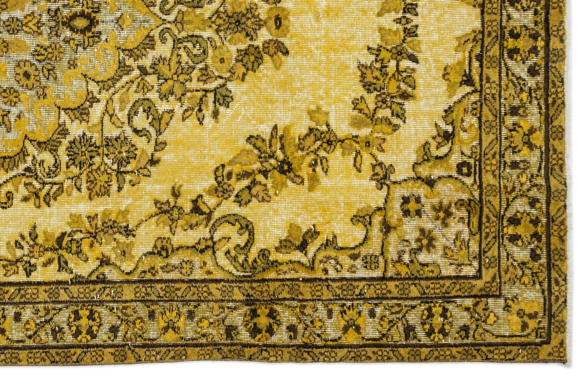 Yellow Over Dyed Rug | Traditional Desing Rug | Turkish Rug | Hand Weaving Rug  | Bedroom Rug | Wool Rug | Vintage Rug | Retro Rug | Patterned Rug | Naturel Rug  | Boho Rug I 5'7'' x 9'7'' ft 170 x 293 cm