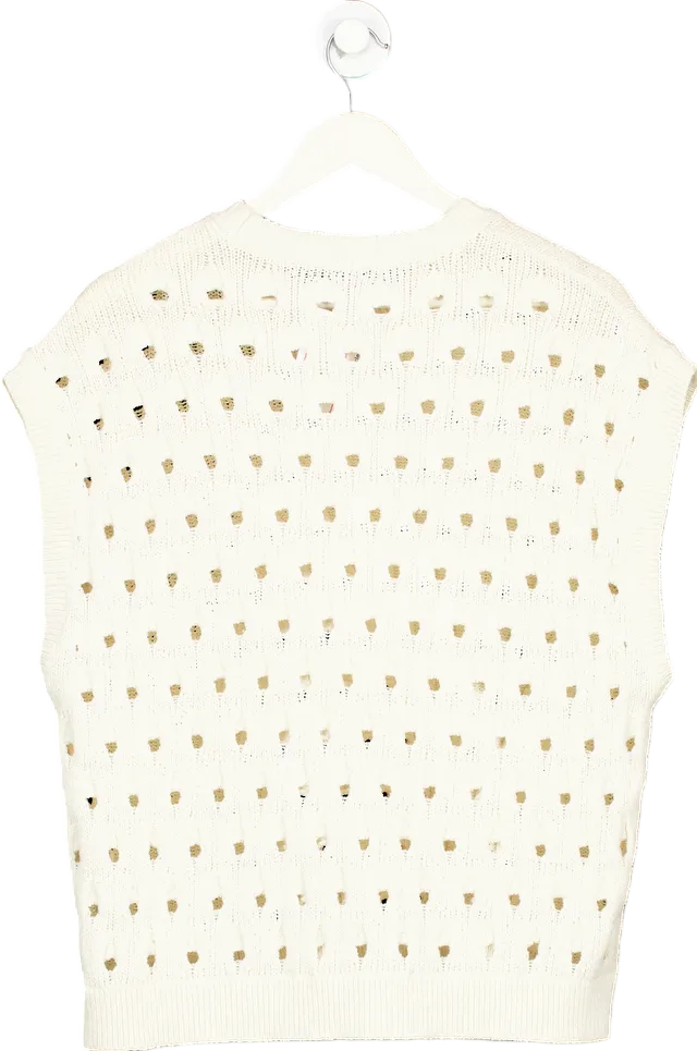 Zara White Cut-Out Knit Sleeveless Sweater UK S