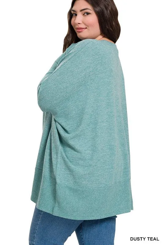 ZENANA Plus Brushed Melange Hacci Oversized Sweater