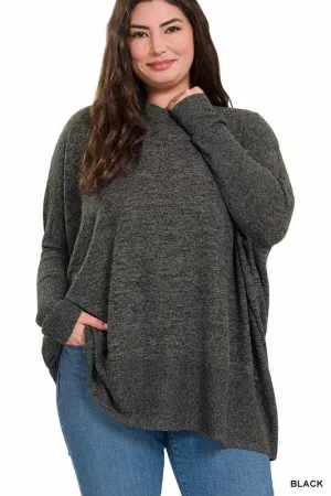 ZENANA Plus Brushed Melange Hacci Oversized Sweater