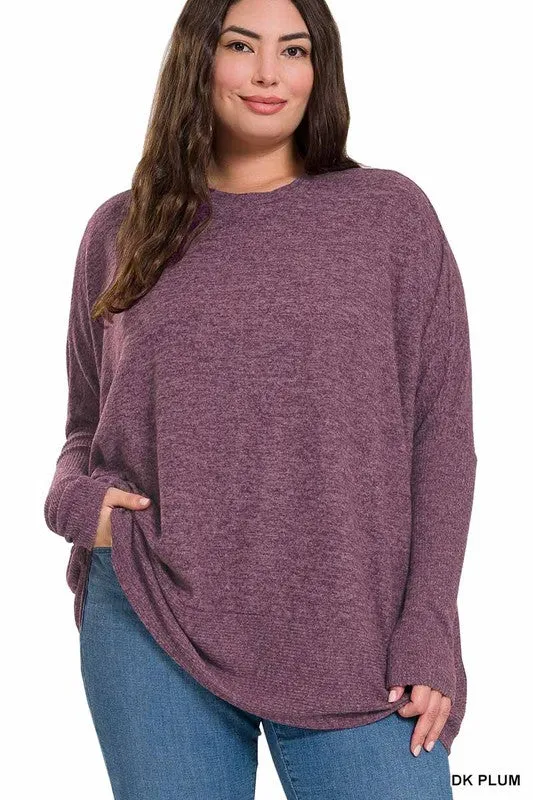 ZENANA Plus Brushed Melange Hacci Oversized Sweater