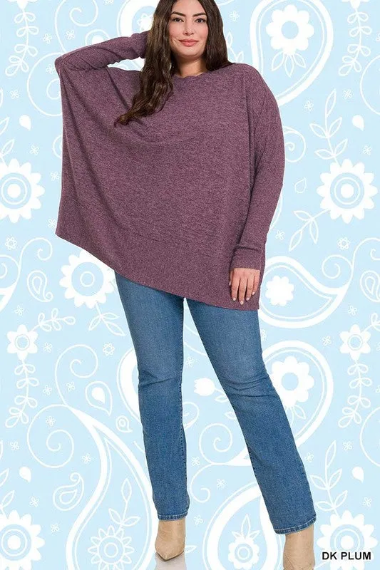 ZENANA Plus Brushed Melange Hacci Oversized Sweater