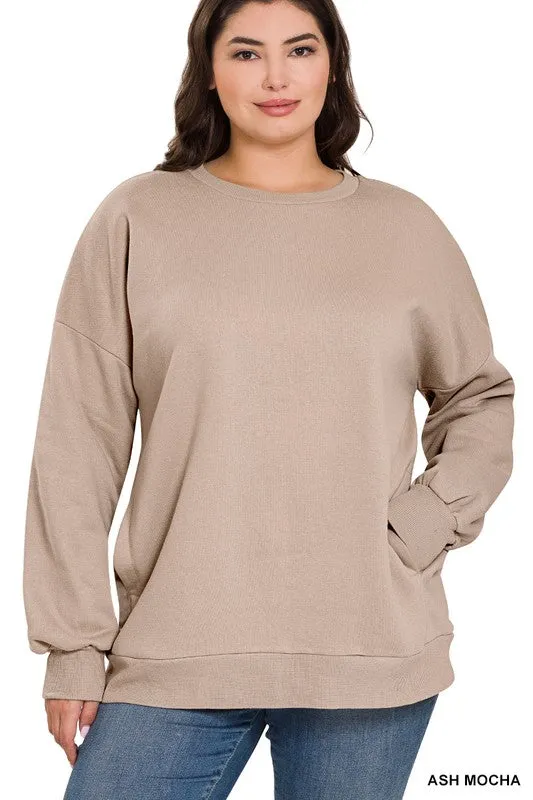 ZENANA Plus long Sleeve Round Neck Sweatshirt