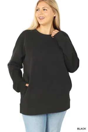 ZENANA Plus long Sleeve Round Neck Sweatshirt
