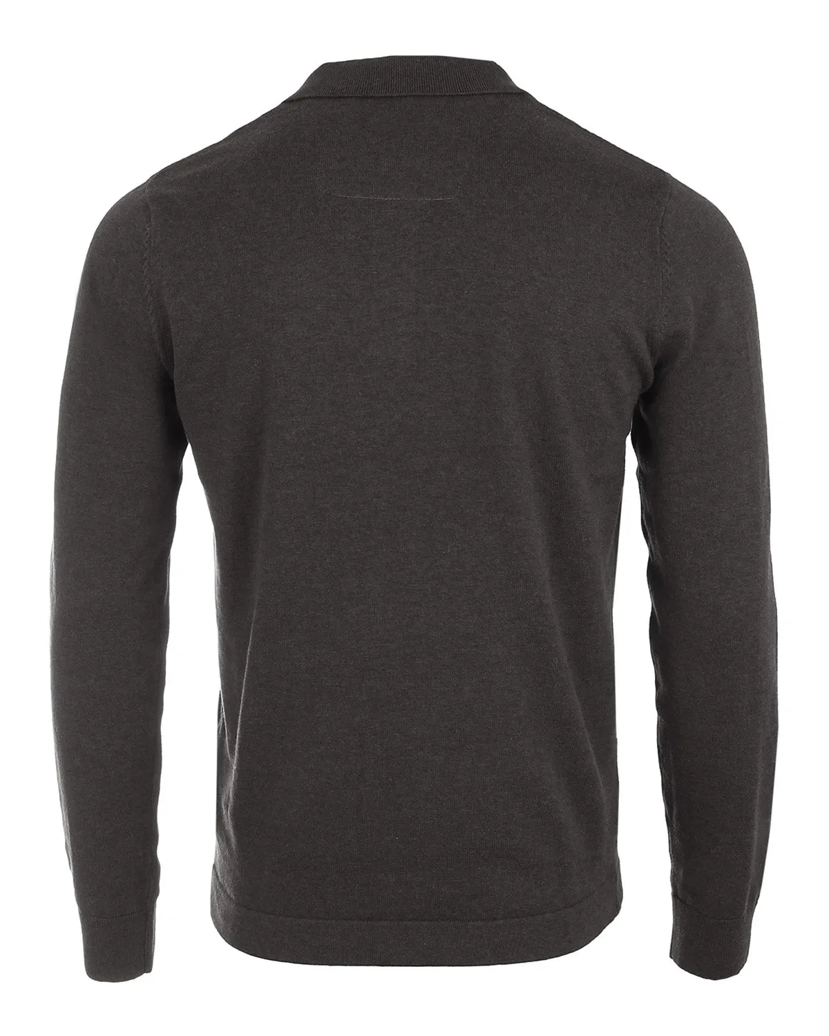 ZIMEGO Men's Casual Polo Sweater - Long Sleeve Pullover Button Knit Shirt