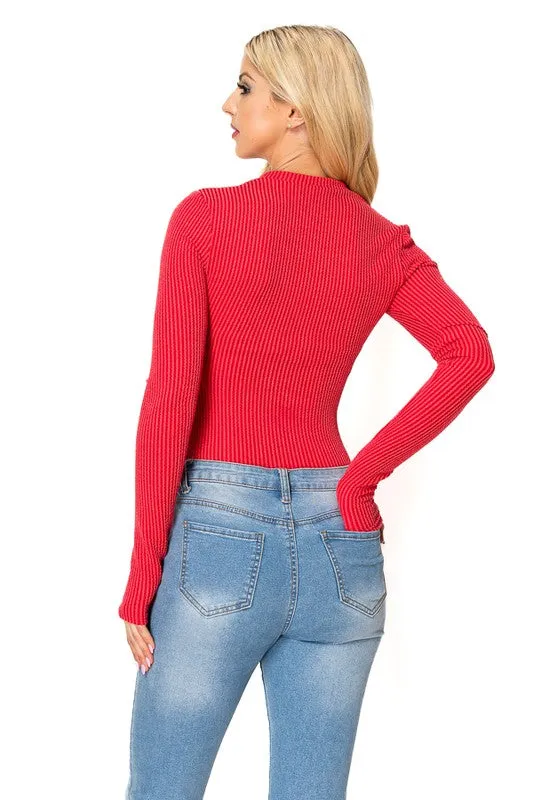 ZIp-Up Rib Bodysuit