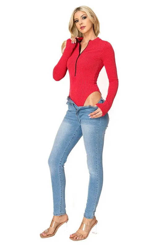 ZIp-Up Rib Bodysuit
