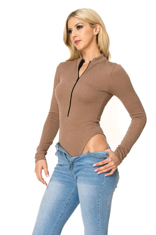 ZIp-Up Rib Bodysuit